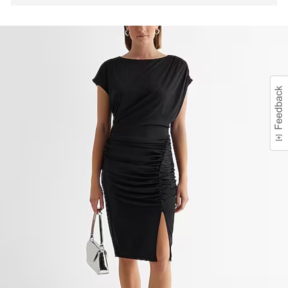Express ruched black dress